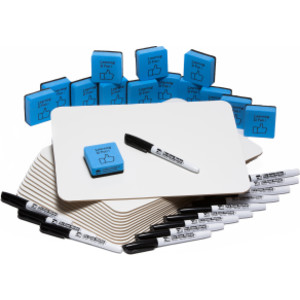 Dry Erase Board Class Pack, 30 Each of Boards, Markers, & Erasers