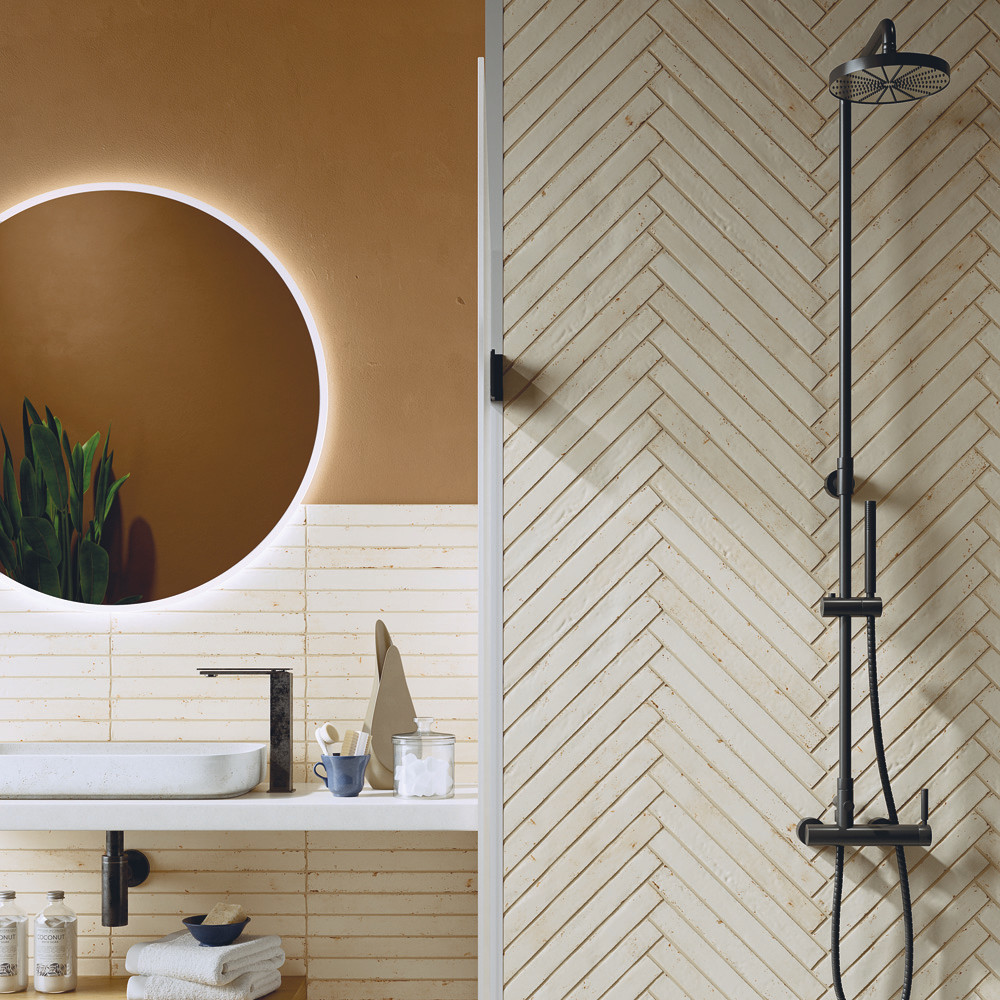 Phoenix Ivory 1-7/8 in. x 17-3/4 in. Porcelain Floor and Wall Tile