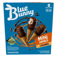 Mini Swirls Caramel Cones, Frozen Dessert, 8 Pack
