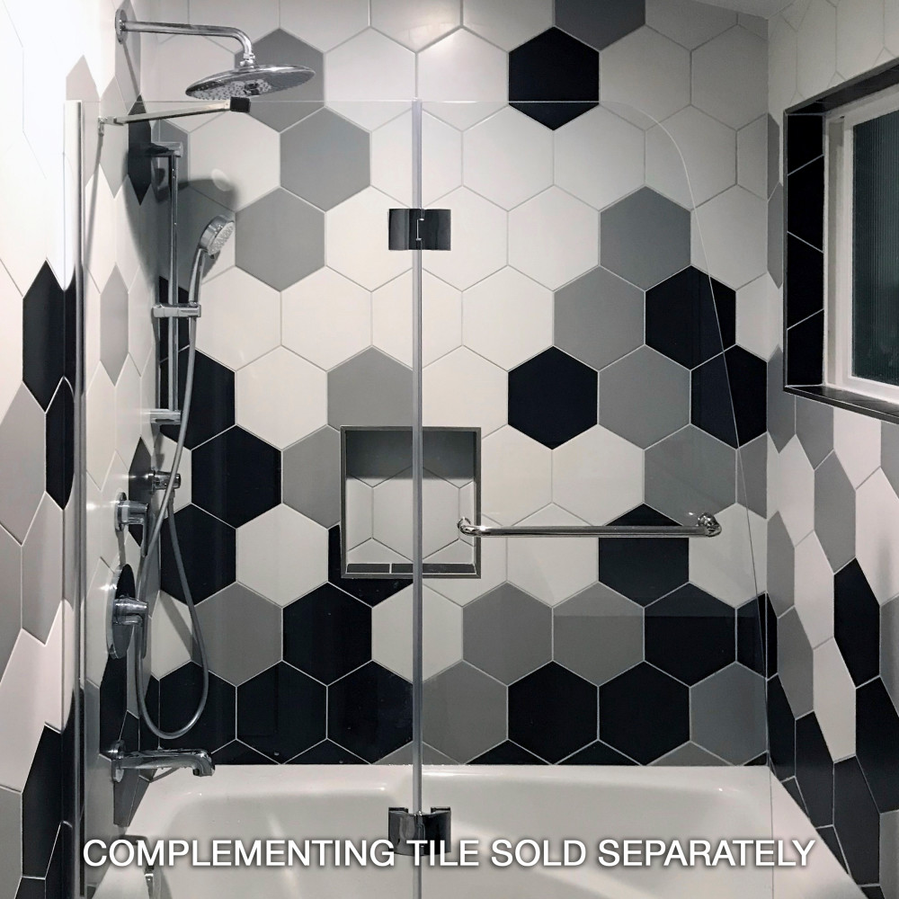 Textile Basic Hex Black 8 58 In X 9 78 In Porcelain Floor And Wall Tile Merola Tile 8714