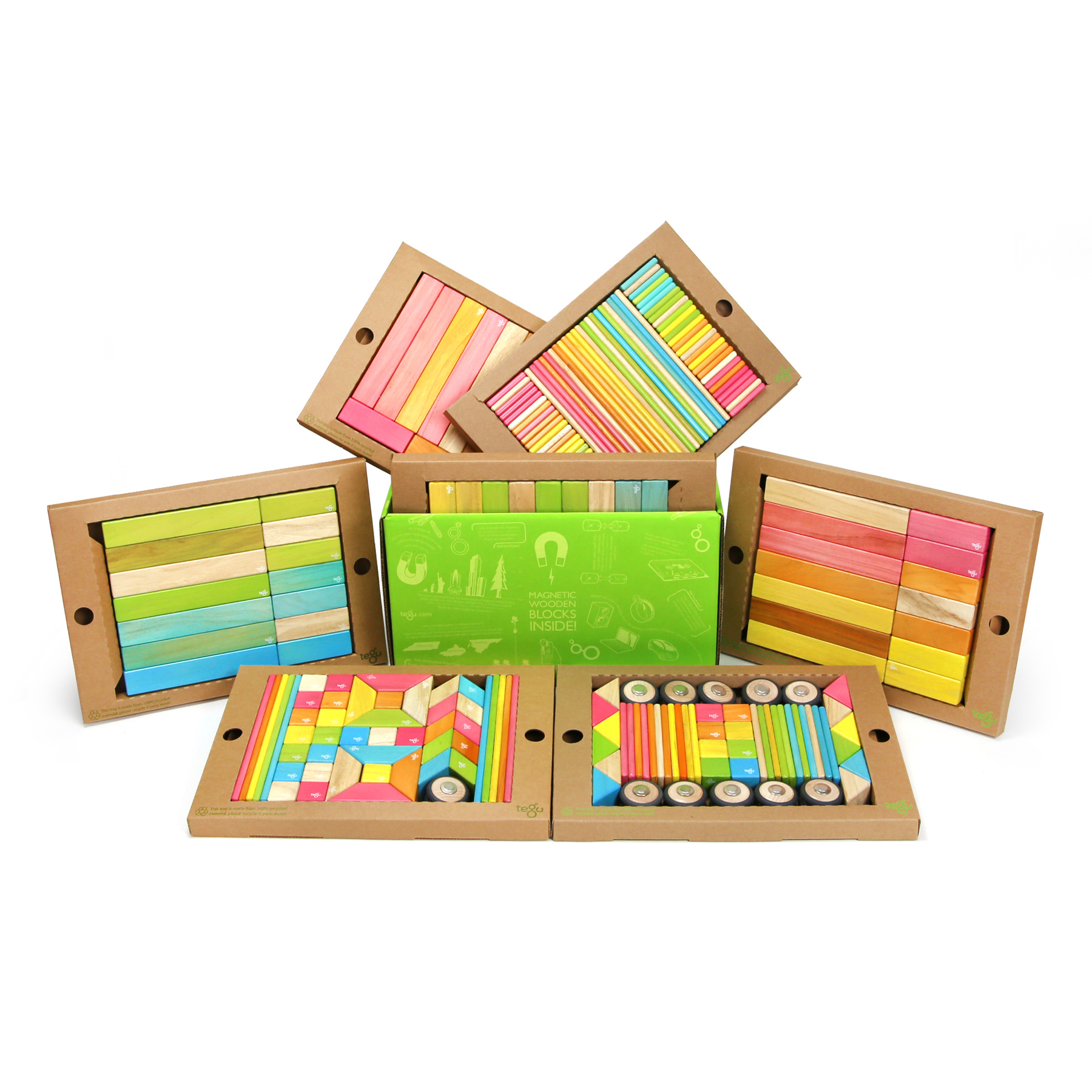 Tegu Magnetic Wooden Blocks, 240-Piece Classroom Kit, Tints image number null