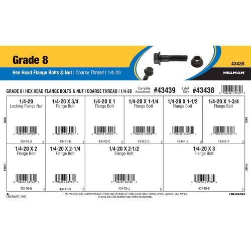 Grade 8 Hex Head Flange Bolts & Nut Assortment (1/4