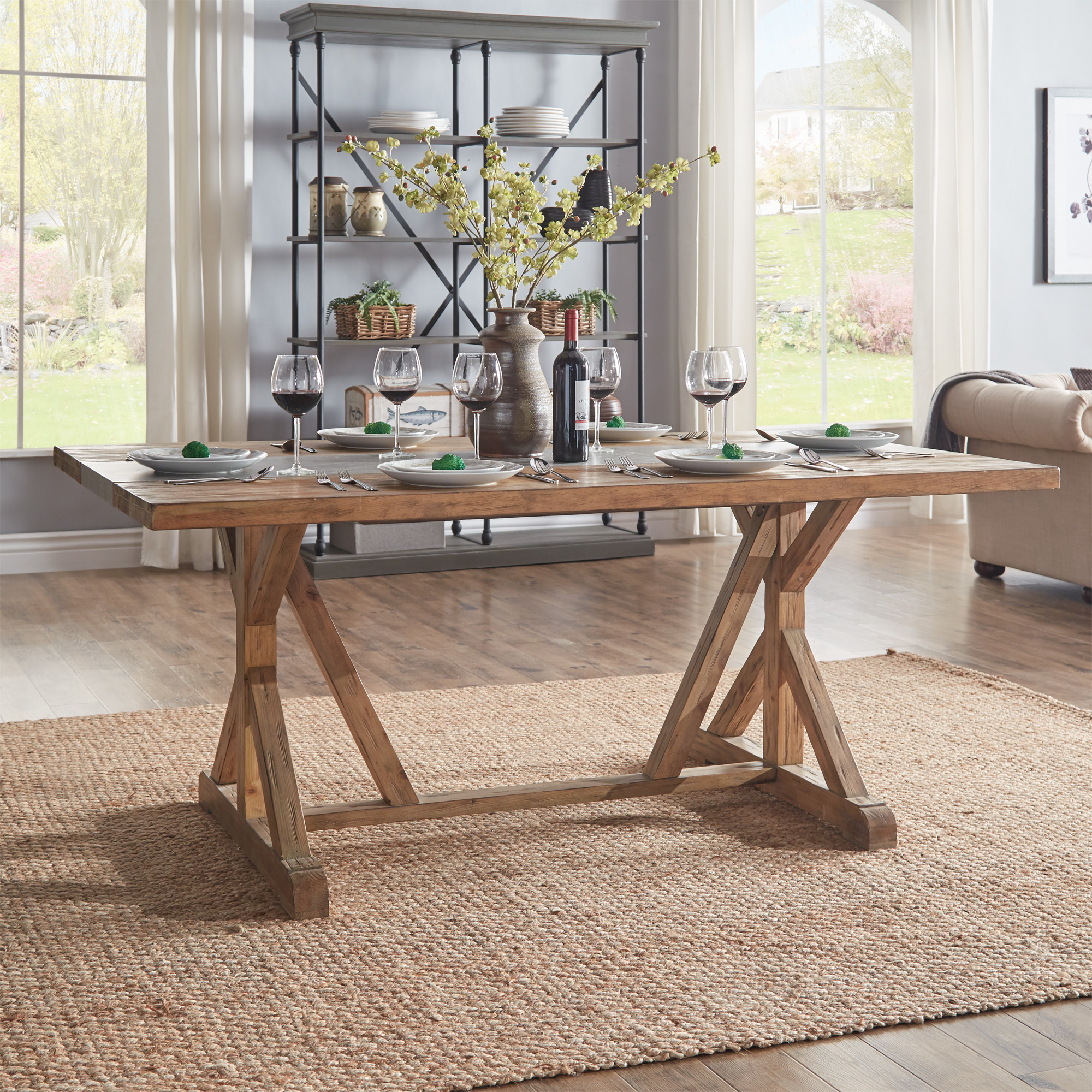 Rustic Pine Concrete Table Top Dining Table