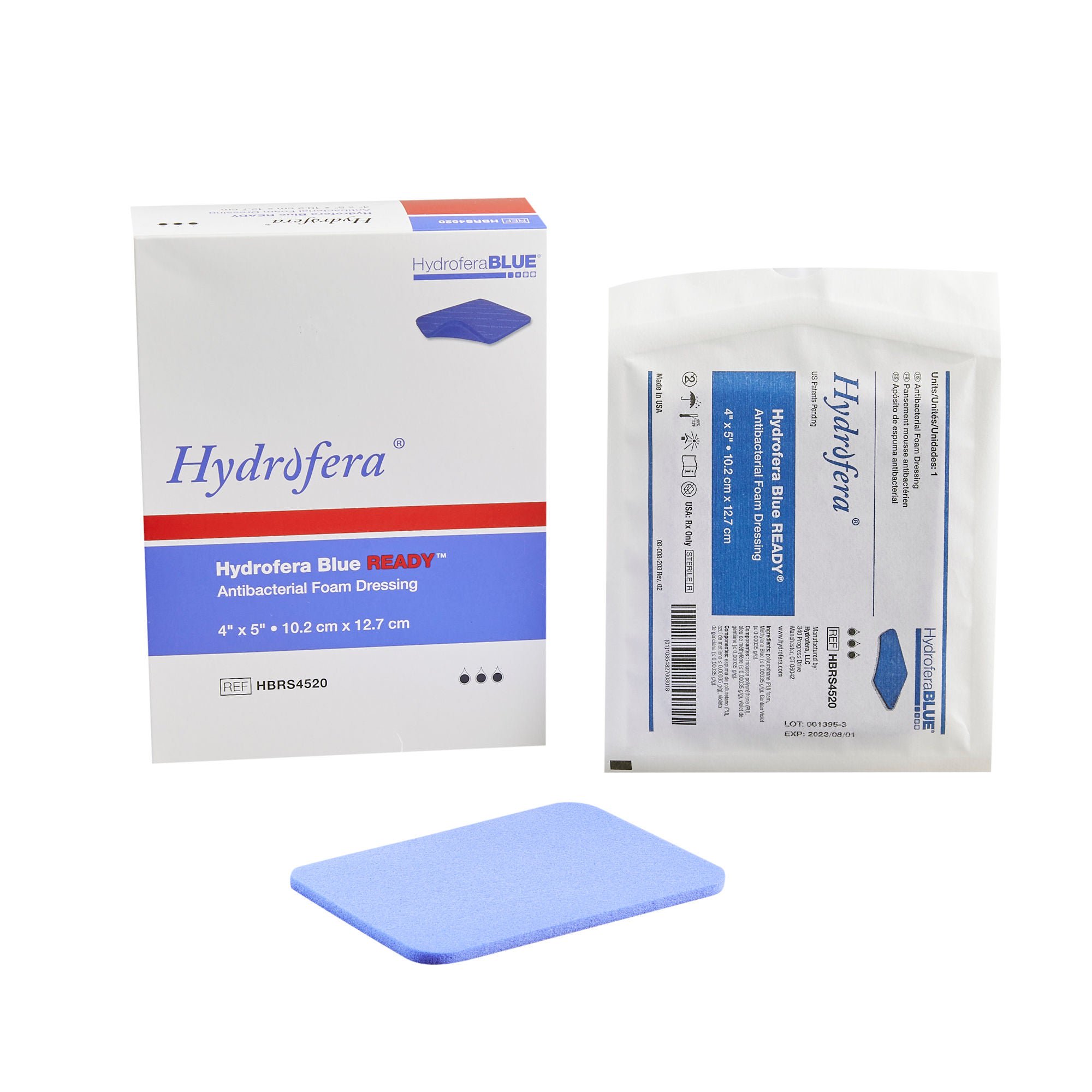 Hollister® Hydrofera Blue Ready™ Antibacterial Foam Dressing, 10.2 x 12.7 cm