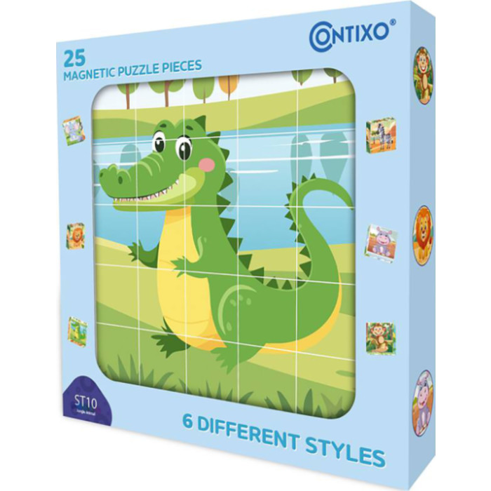 Magnetic Jungle Animal Puzzle Blocks, 25 Pieces, 6 Animal Designs