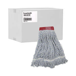 Boardwalk, Polyester/Rayon Looped-End Finish Mop Head with 1" Headband, Large, White