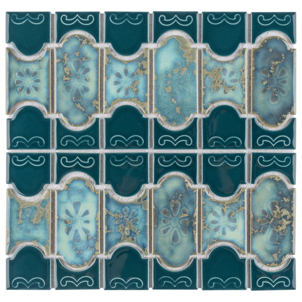 Montego Emerald 12 in. x 12-1/2 in. Porcelain Mosaic Tile