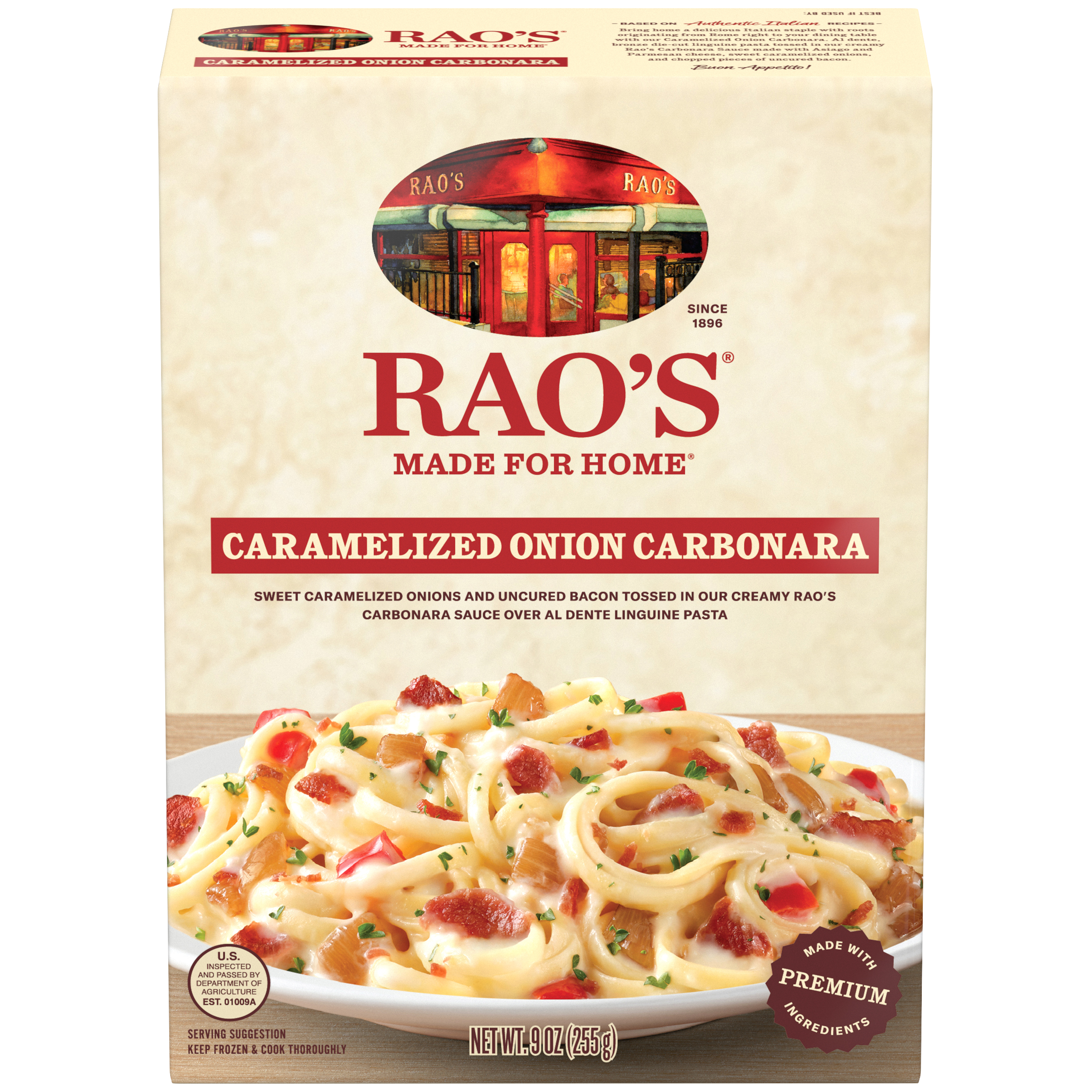 Caramelized Onion Carbonara Frozen Meal, 9 oz - Back Image