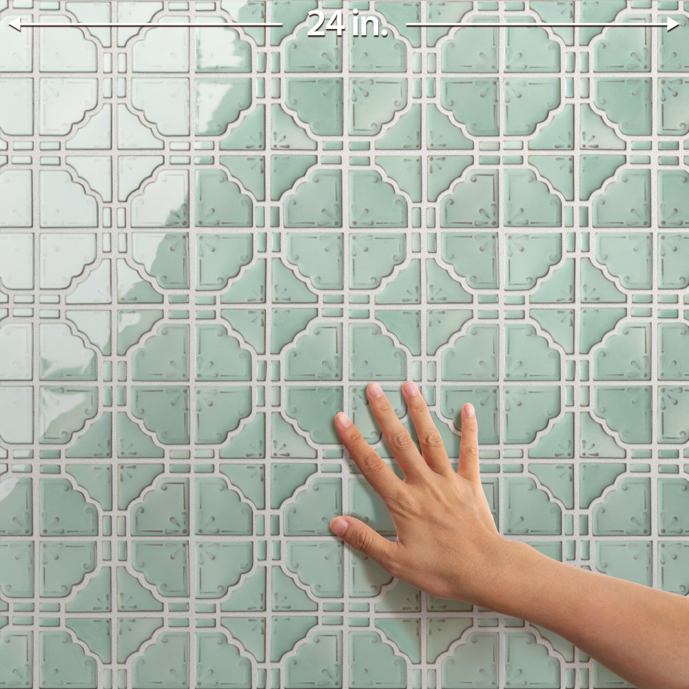 Hudson Moonbeam Mint Green 11-7/8 in. x 11-7/8 in. Porcelain Mosaic Tile