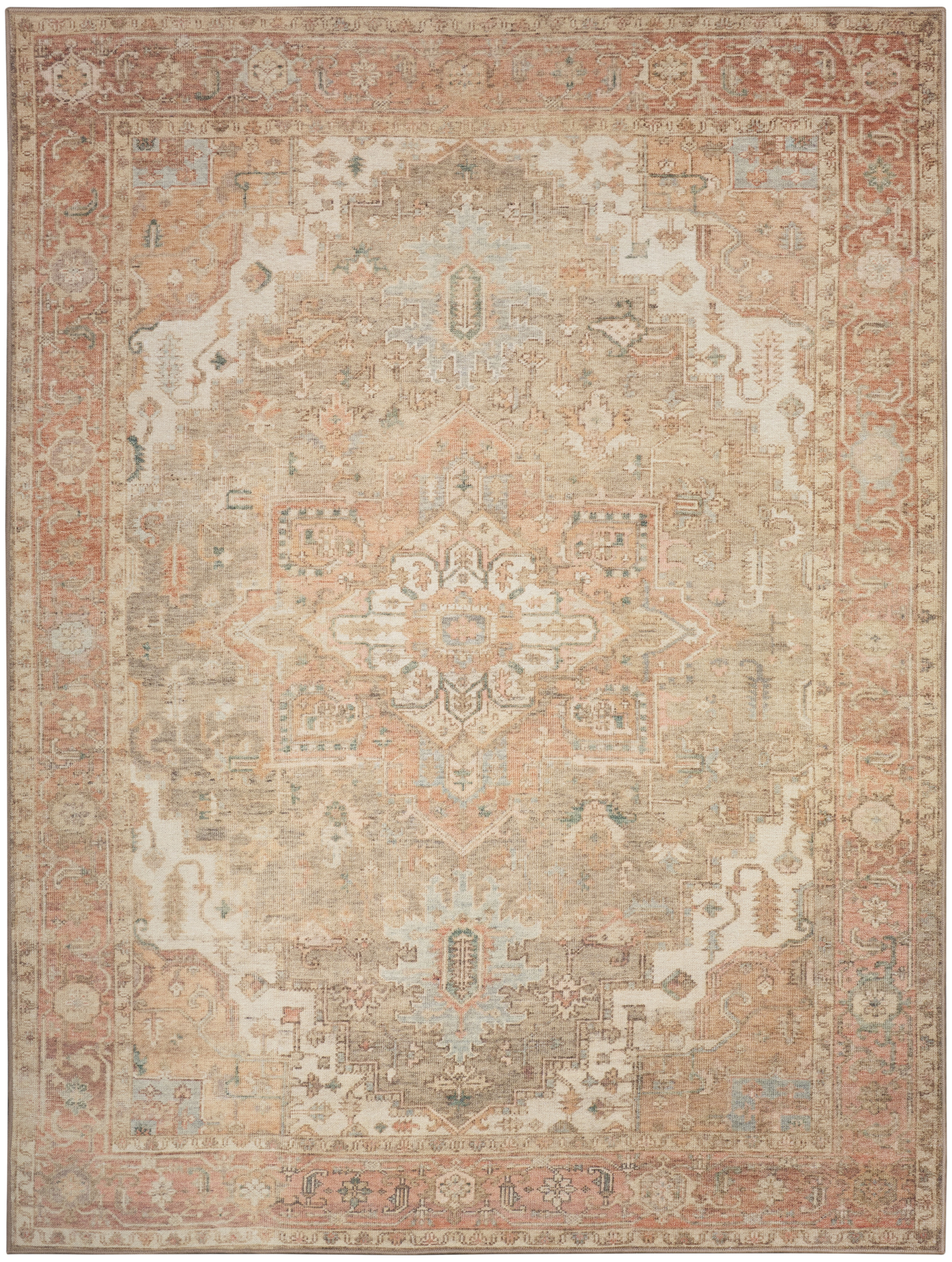 Nourison Vintage Washables 9' x 12' Coral Taupe Vintage Indoor Rug