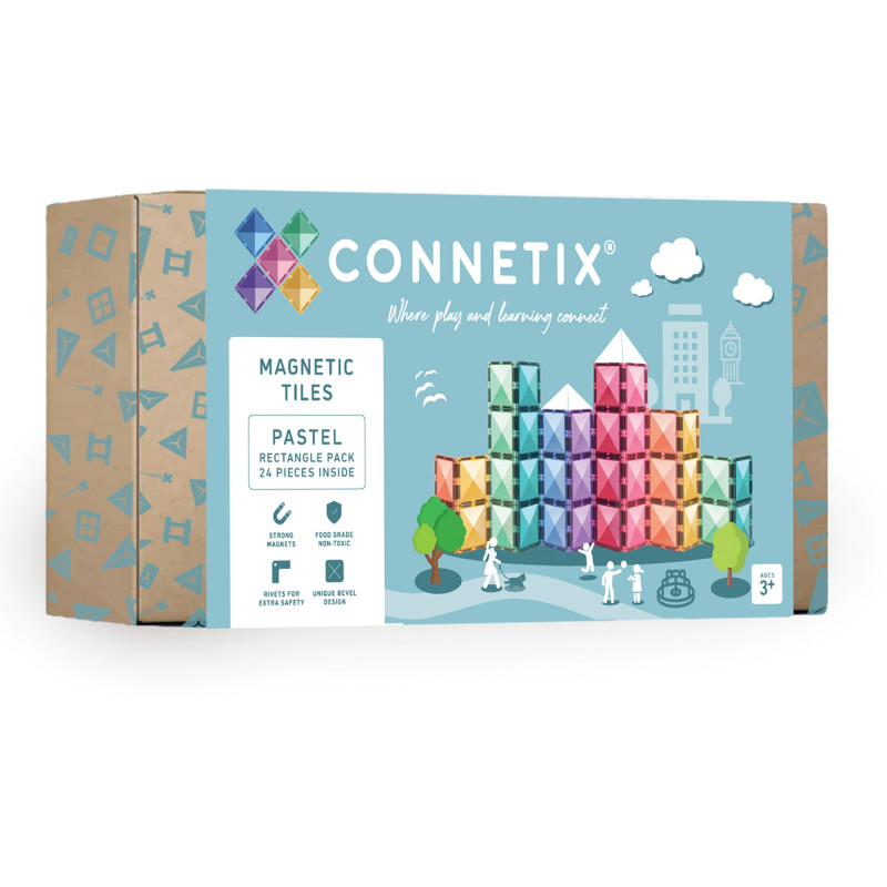 Magnetic Tiles Pastel Rectangle Pack, 24 Pieces