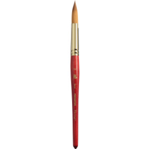 Heritage Round Brush, Synthetic Bristles, Short Handle Watercolor Paintbrush, Scarlet, Size 16, 1 Count