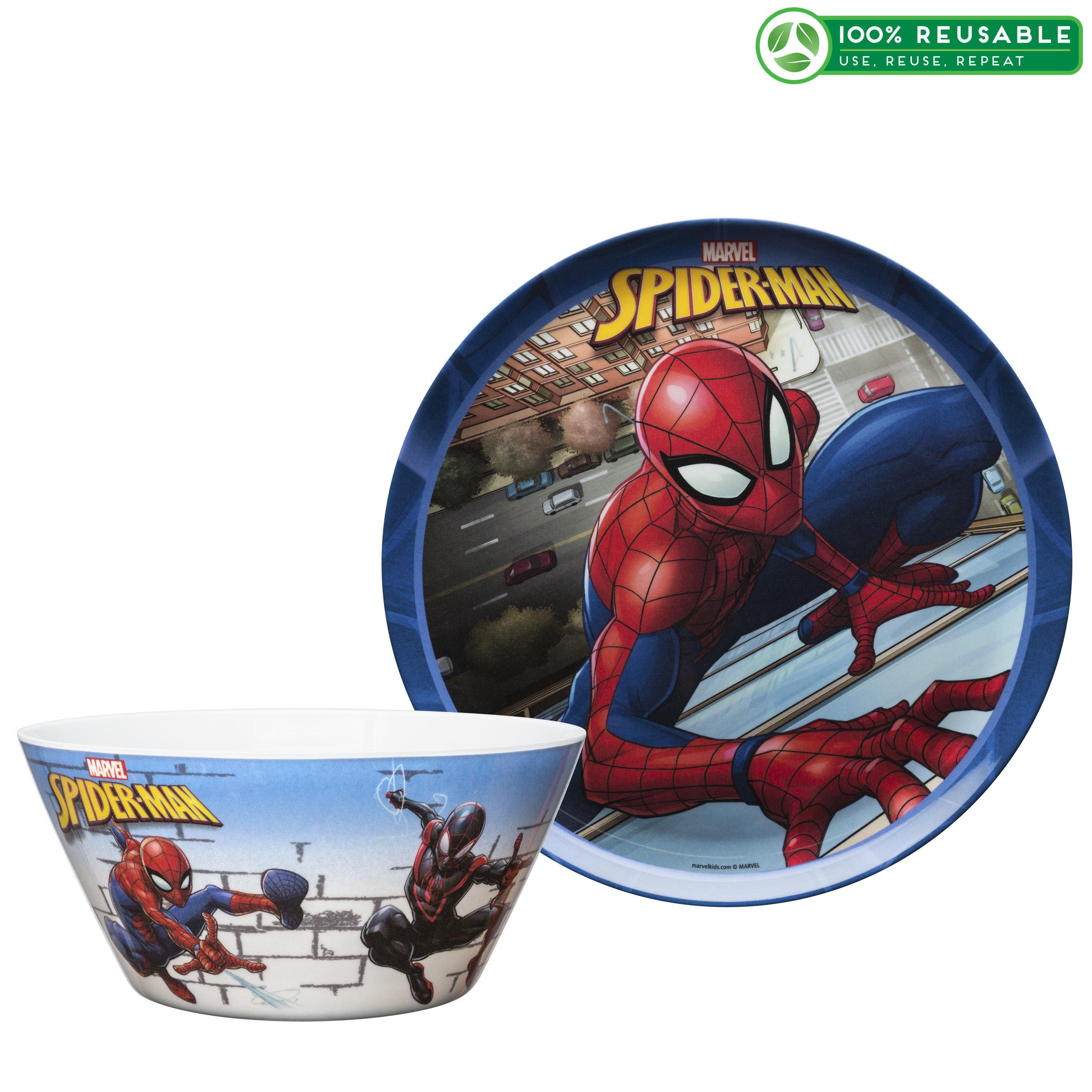 Marvel Comics Dinnerware Set, Spider-Man, 2-piece set slideshow image 1 Marvel Comics Dinnerware Set, Spider-Man, 2-piece set slideshow image 1
