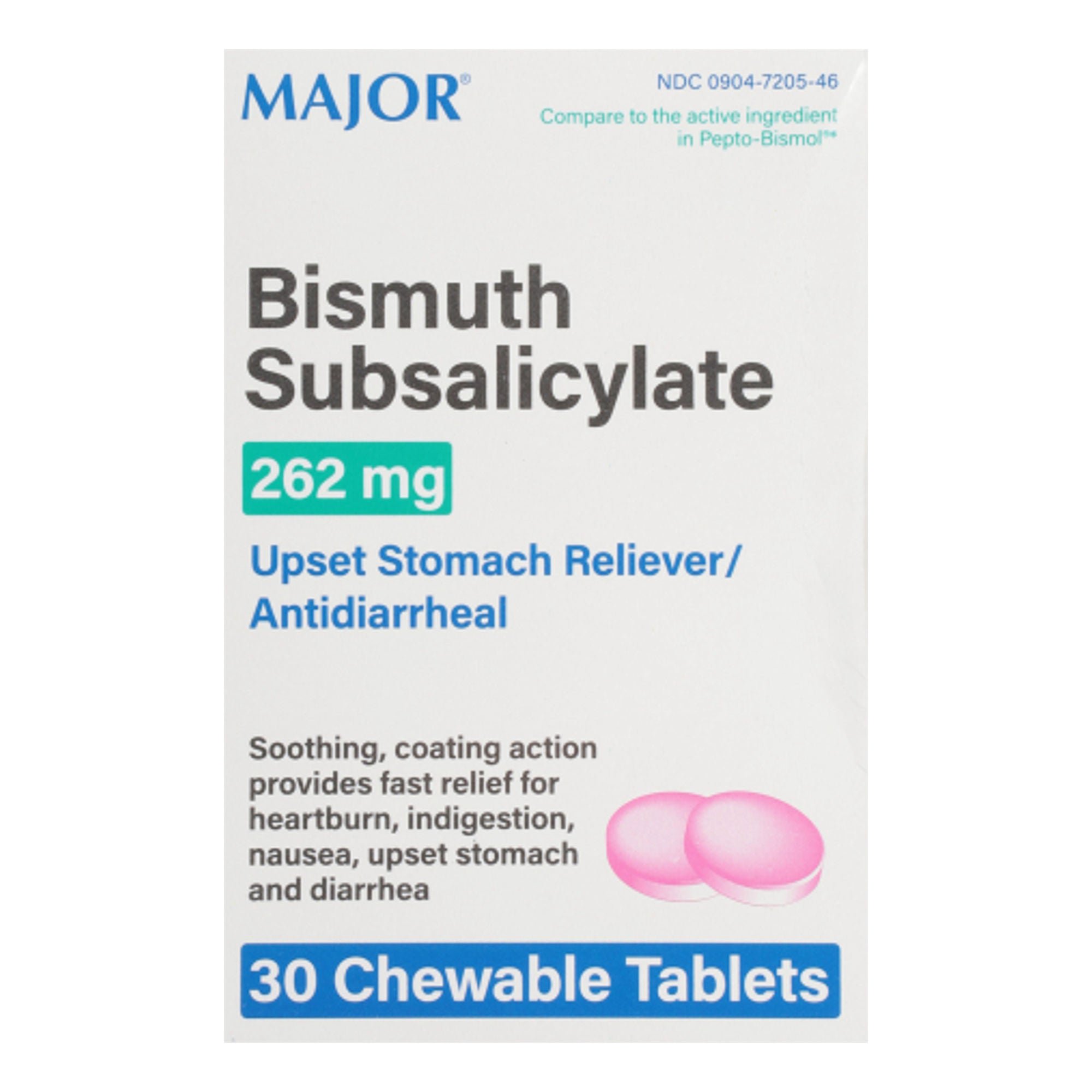 Major Pharmaceuticals BISMUTH SUBSALICYLATE, TAB CHEW 262MG (30/CT)