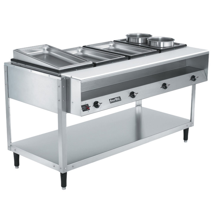 208- to 240-volt 2400- to 3200-watt four-well Servewell® stainless steel hot-food table