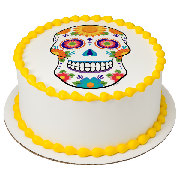 White Sugar Skull PhotoCake® Edible Image®