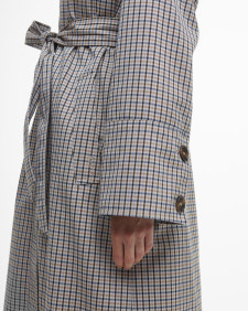 Beatrix Check Showerproof Trench Coat Sky Micro Check