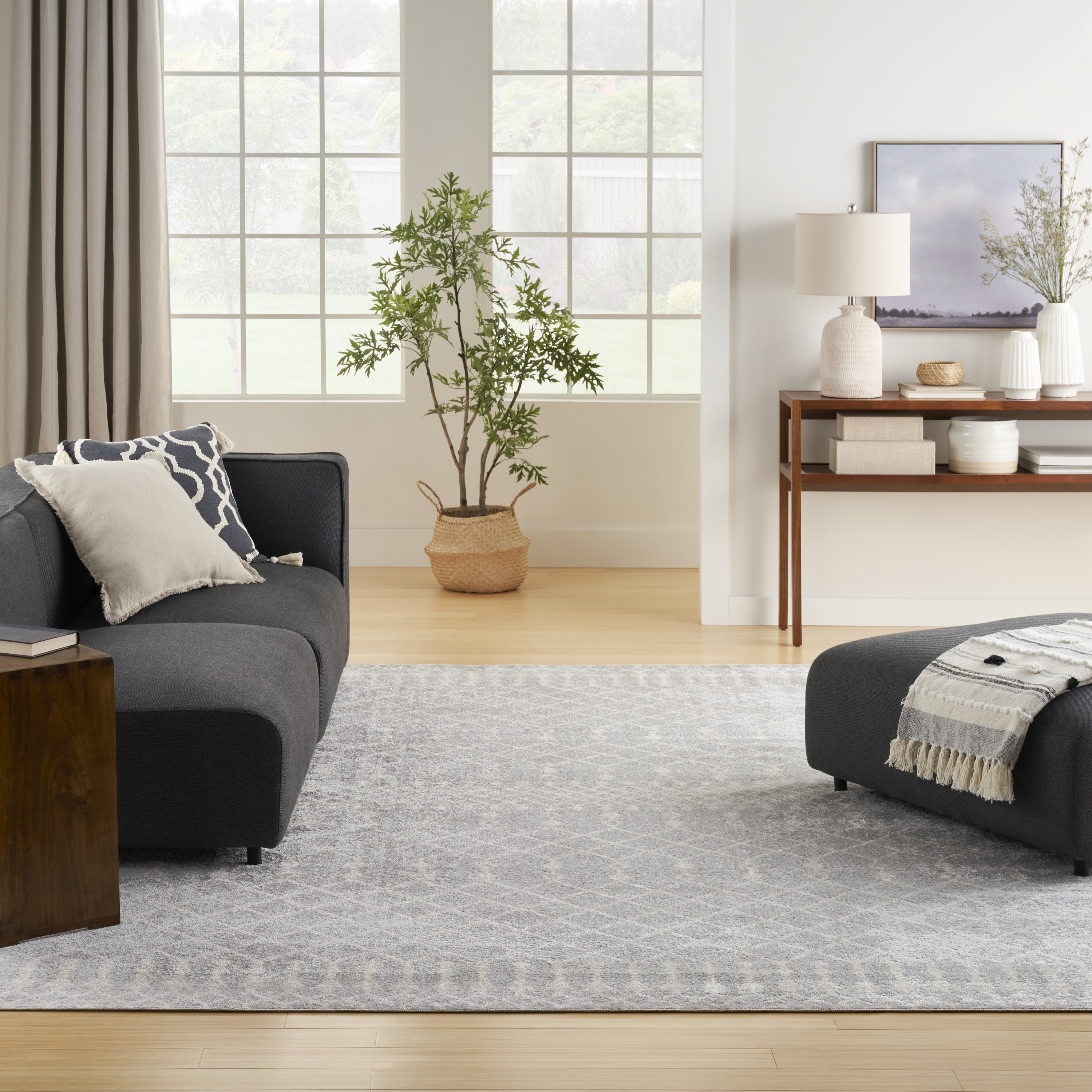 Nourison Astra Machine Washable 12' x 15' Grey Bohemian Indoor Rug