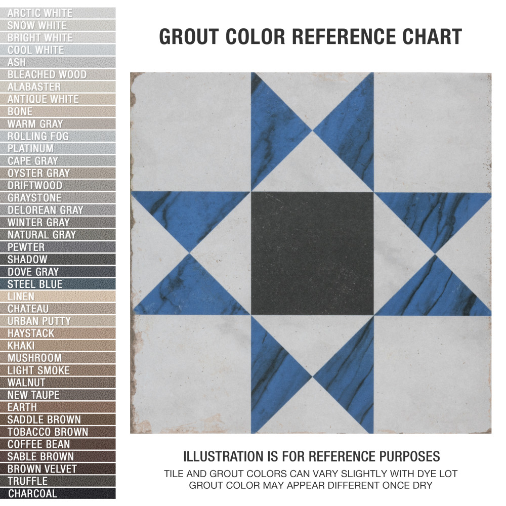 Renaissance Deco Indigo Cross 7-7/8 in. x 7-7/8 in. Porcelain Floor and Wall Tile