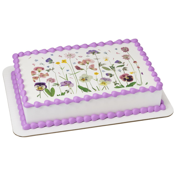 Soft Pressed Flowers PhotoCake® Edible Image®