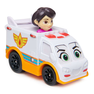 Disney Junior Firebuds, Ambulance en métal moulé Violette et Axelle, jouets pour filles et garçons à partir de 3 ans