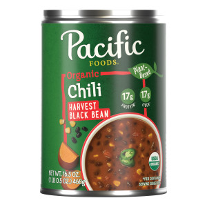 Pacific Foods® Organic Harvest Black Bean Chili, Plant Based, 16.5 oz Can (Case of 12)
