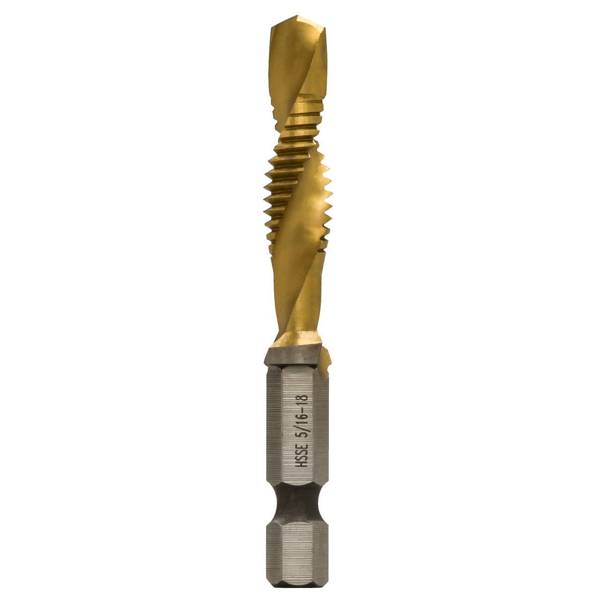 5/16-18 Split-point tip resists walking and penetrates material faster. Strong, high-speed steel provides superior resistance to heat and abrasion. Titanium Nitride coating ensures that the bits run cooler, drill faster, and last longer. Optimized core for significantly reduced torque on the user and extended tool life. Designed to drill in up to 1/4