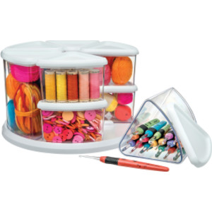 Carousel Rotating Organizer, 9-Bin, White
