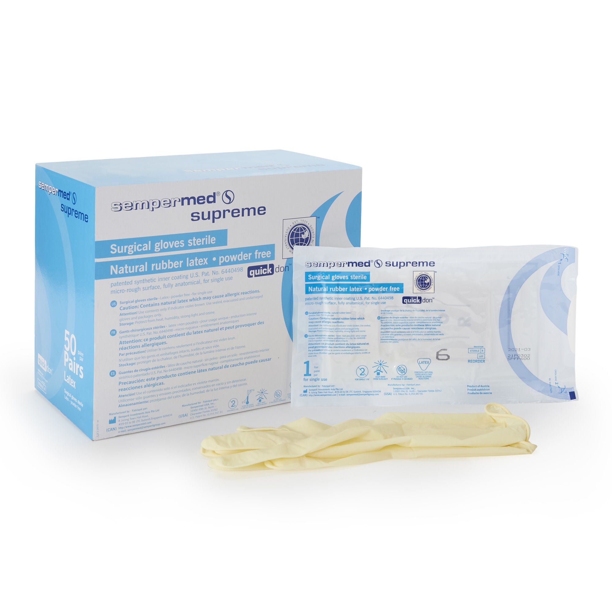 Sempermed® Supreme Latex Surgical Glove, Size 6, Ivory