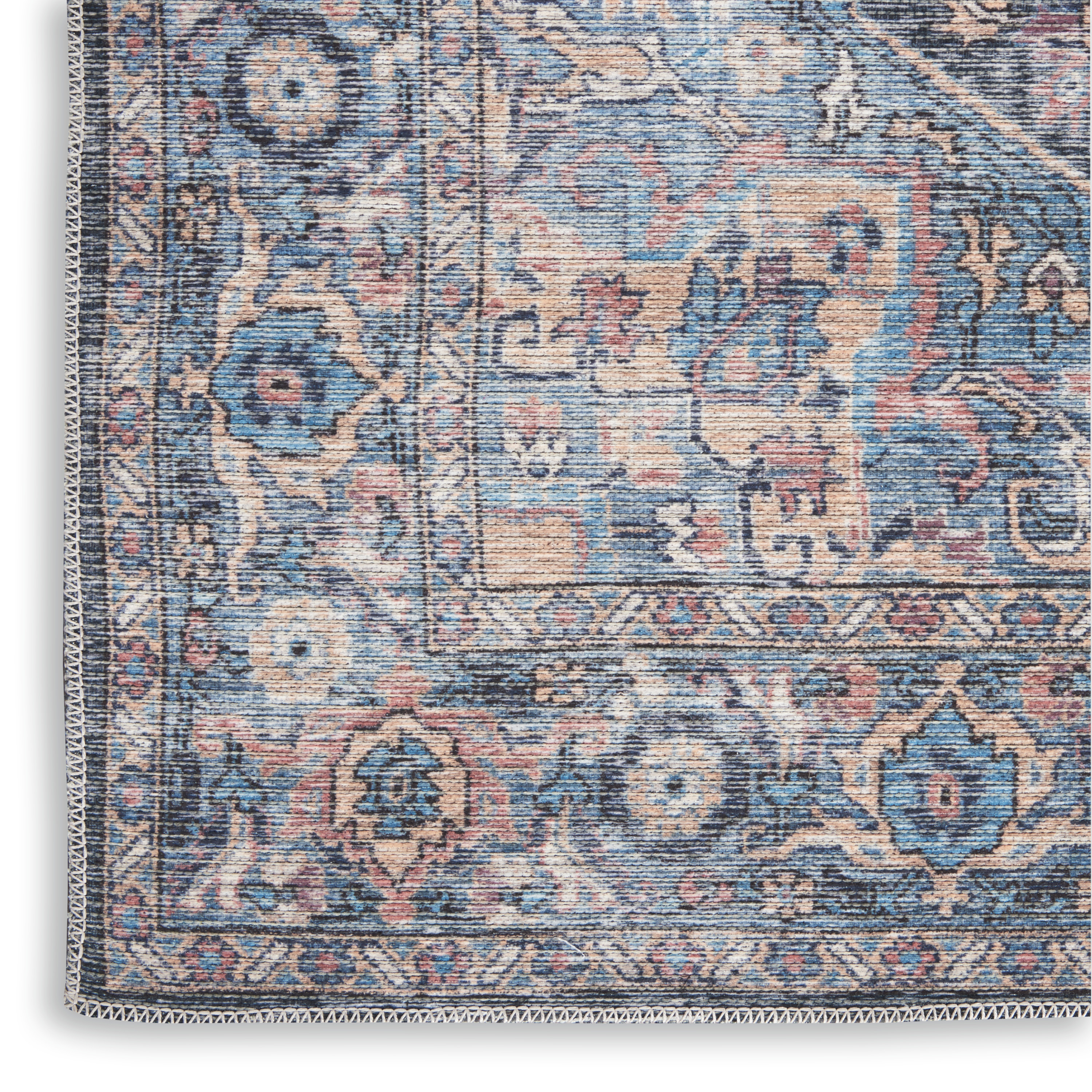 Nourison New Concept Washables 2' x 3'9" Light Blue Multicolr Vintage Indoor Rug