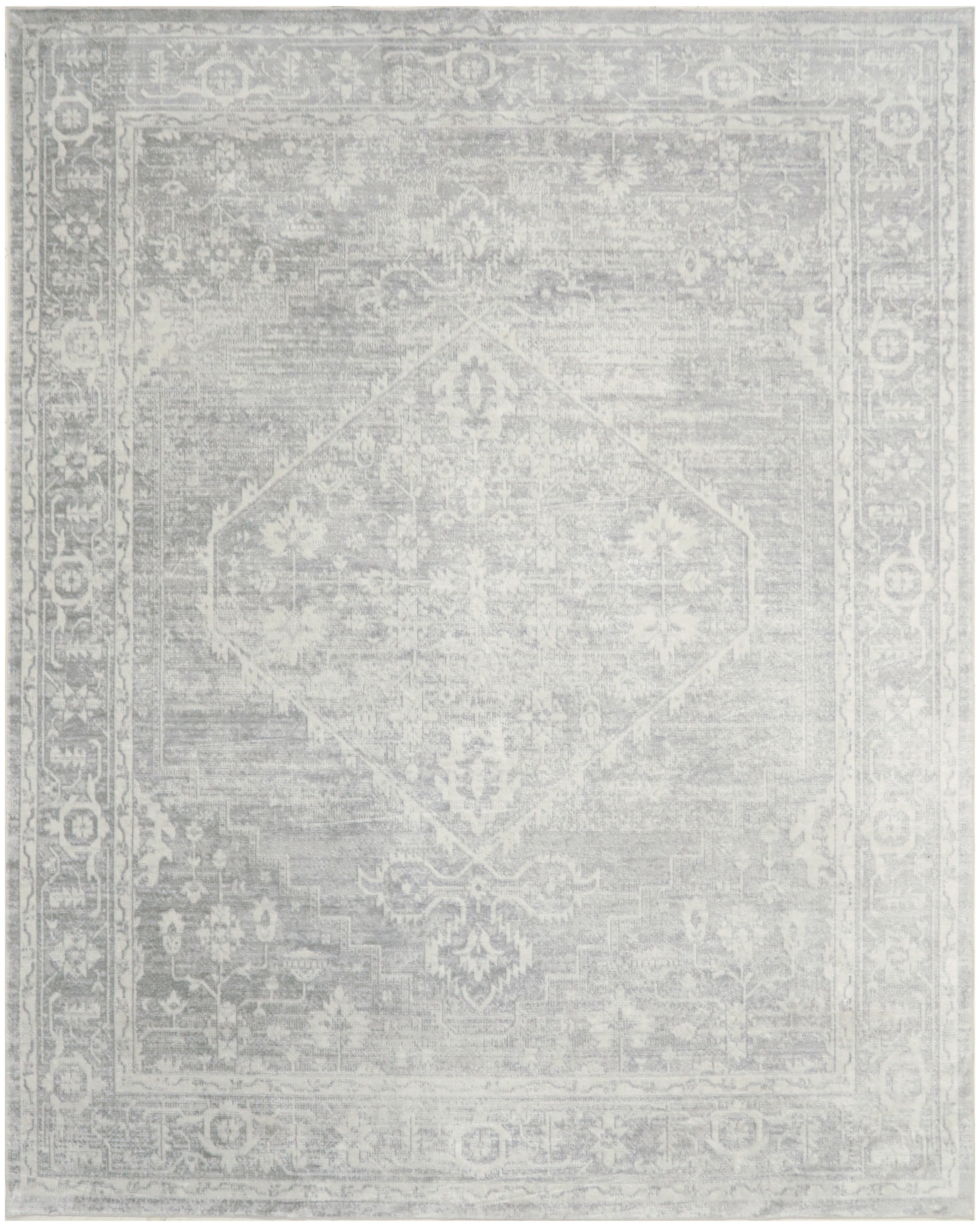 Nourison Astra Machine Washable 10' x 14' Light Grey Vintage Indoor Rug