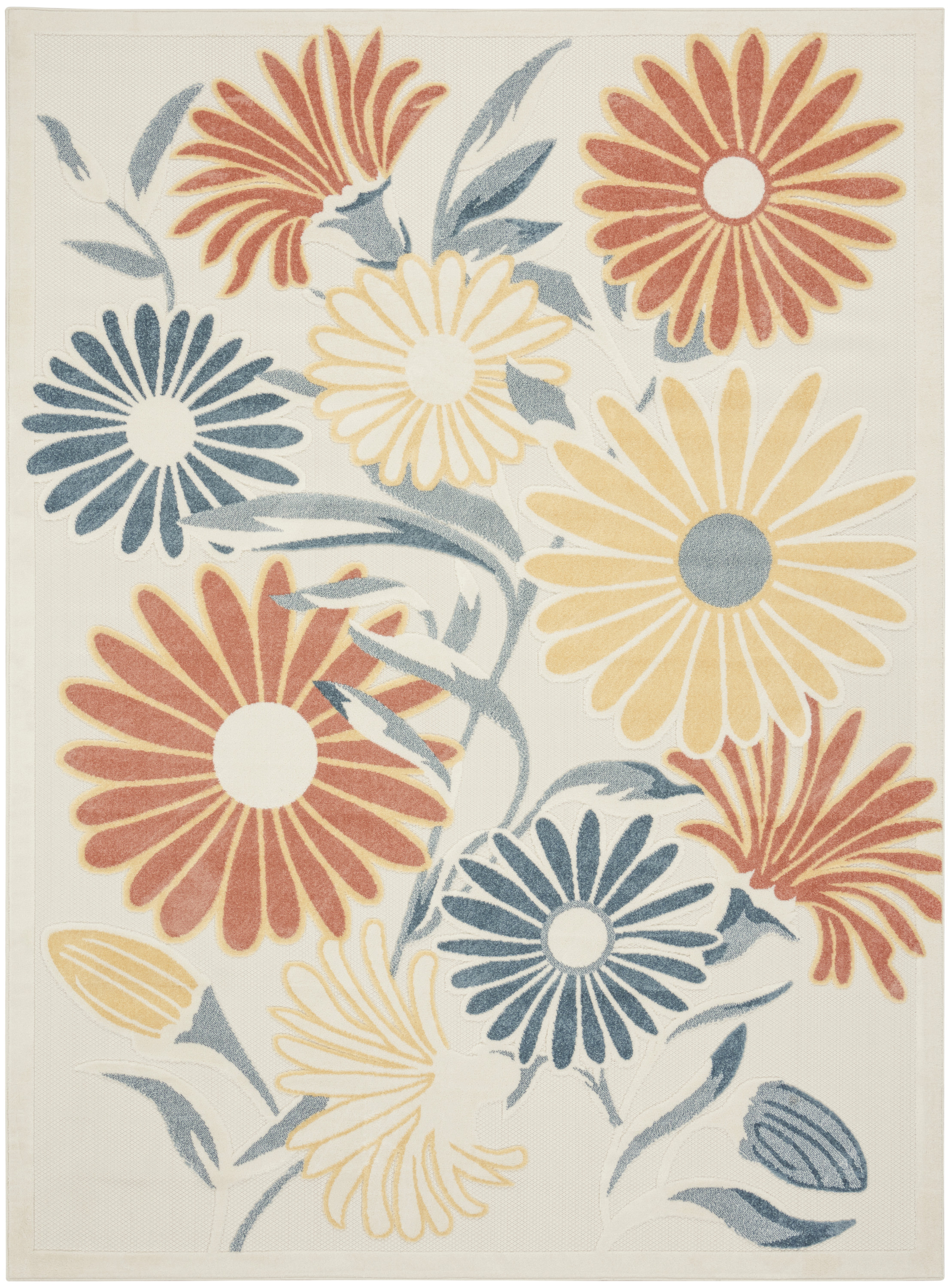 Nourison Aloha 7'10" x 10'6" Ivory Rose Outdoor Rug