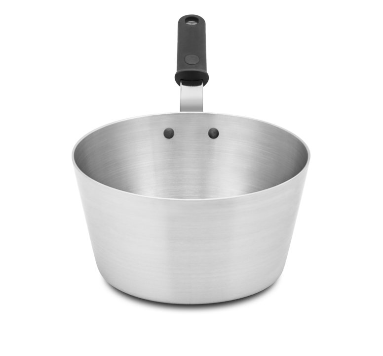 5 ½-quart Wear-Ever® tapered aluminum saucepan with natural finish and silicone handle