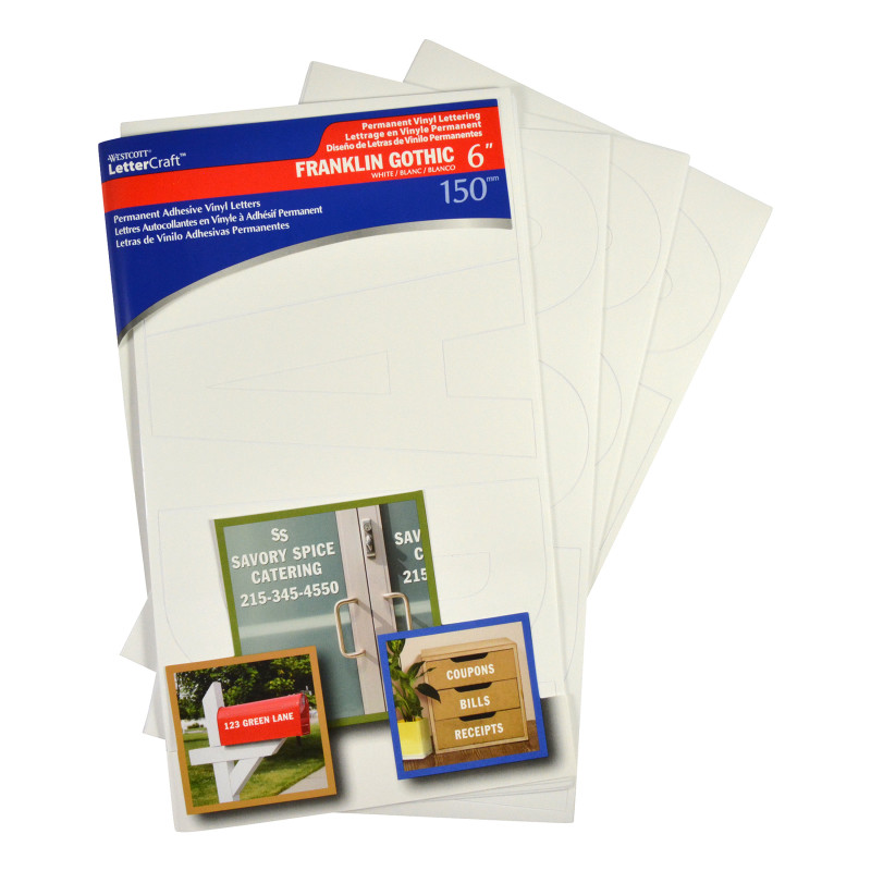 LetterCraft Permanent Vinyl Lettering, Franklin Gothic, 6-Inch, White