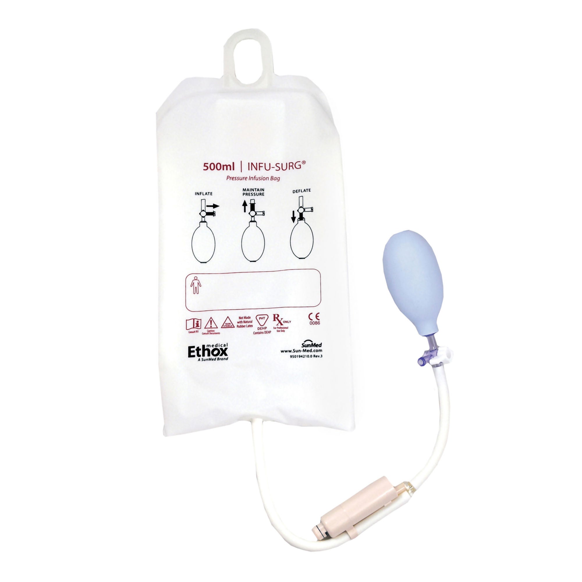 Sun Med BAG, PRESSURE INFUSER DISP 500CC W/HOOK (5/BX)