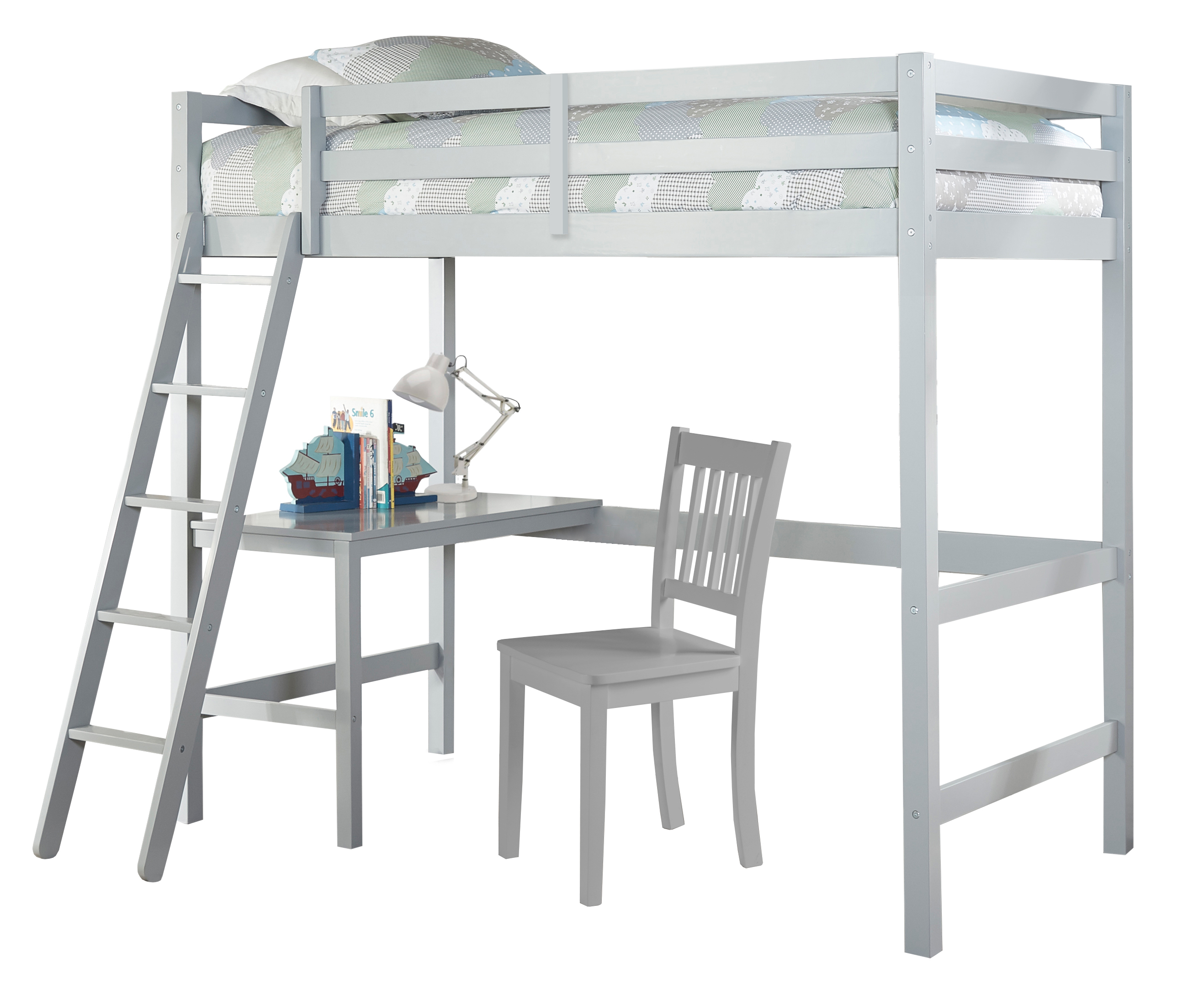 Caspian Wood Loft Bed with Chair