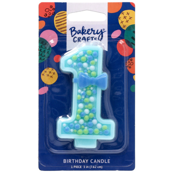 First Birthday Blue Numeral Candles