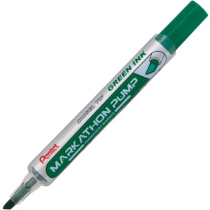 Markathon Pump Permanent Marker, Chisel Tip, Green Ink, 1 Dozen