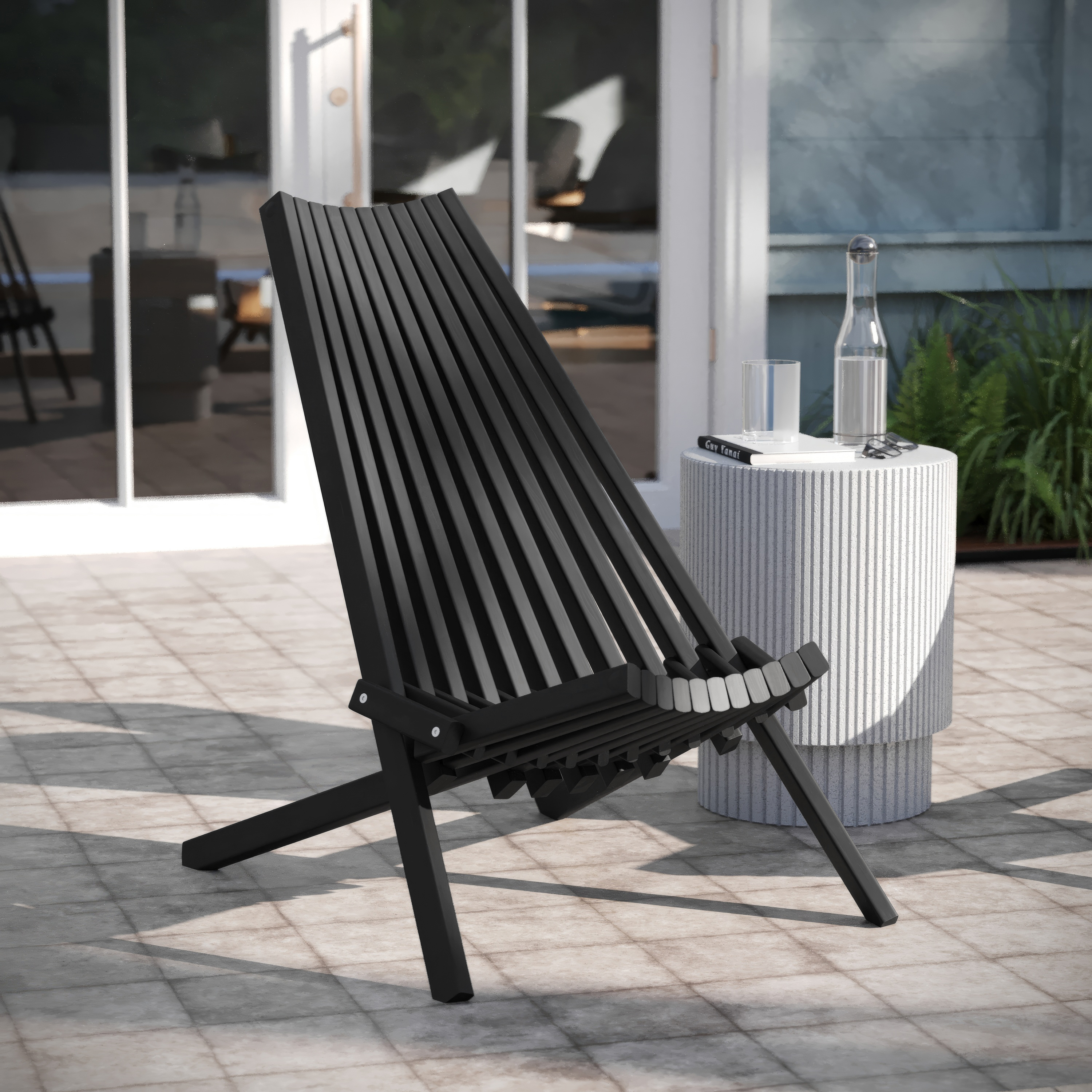 Duhram Black Folding Chair for Indoor/Outdoor Use with Acacia Wood Low Profil... - Picture 2 of 21