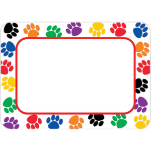 Etiquetas para nombres con estampados de patas de colores, paquete de 36