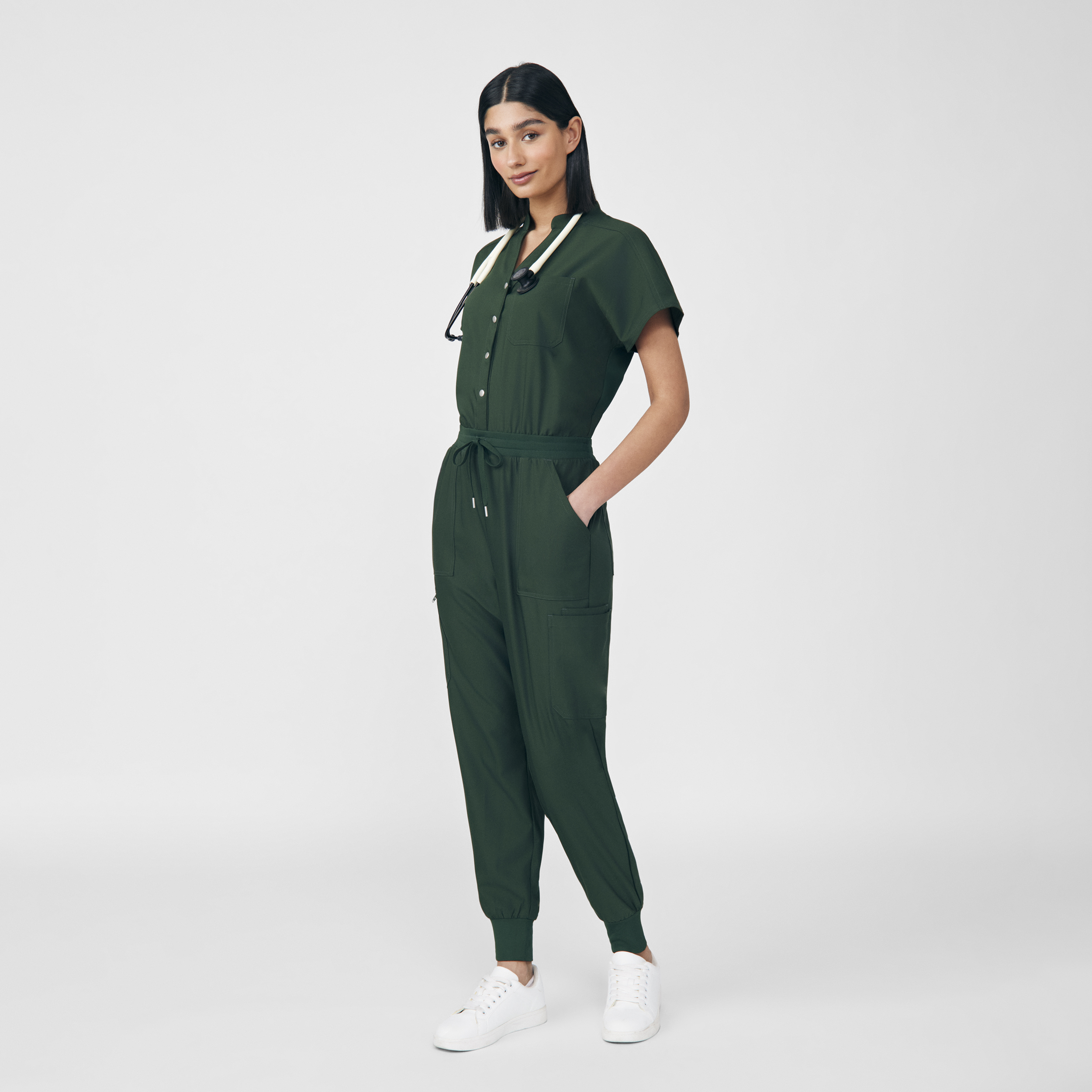 Landau Forward Women&#8216;s 8-Pocket Cargo Scrub Jumpsuit-Landau