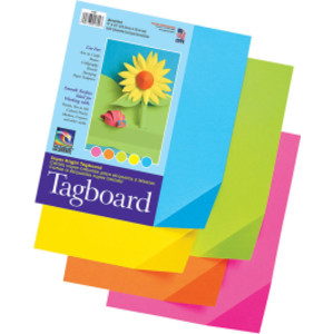 Super Bright Assorted Tagboard, 5 Super Bright Assorted Colors, 9" x 12", 100 Sheets