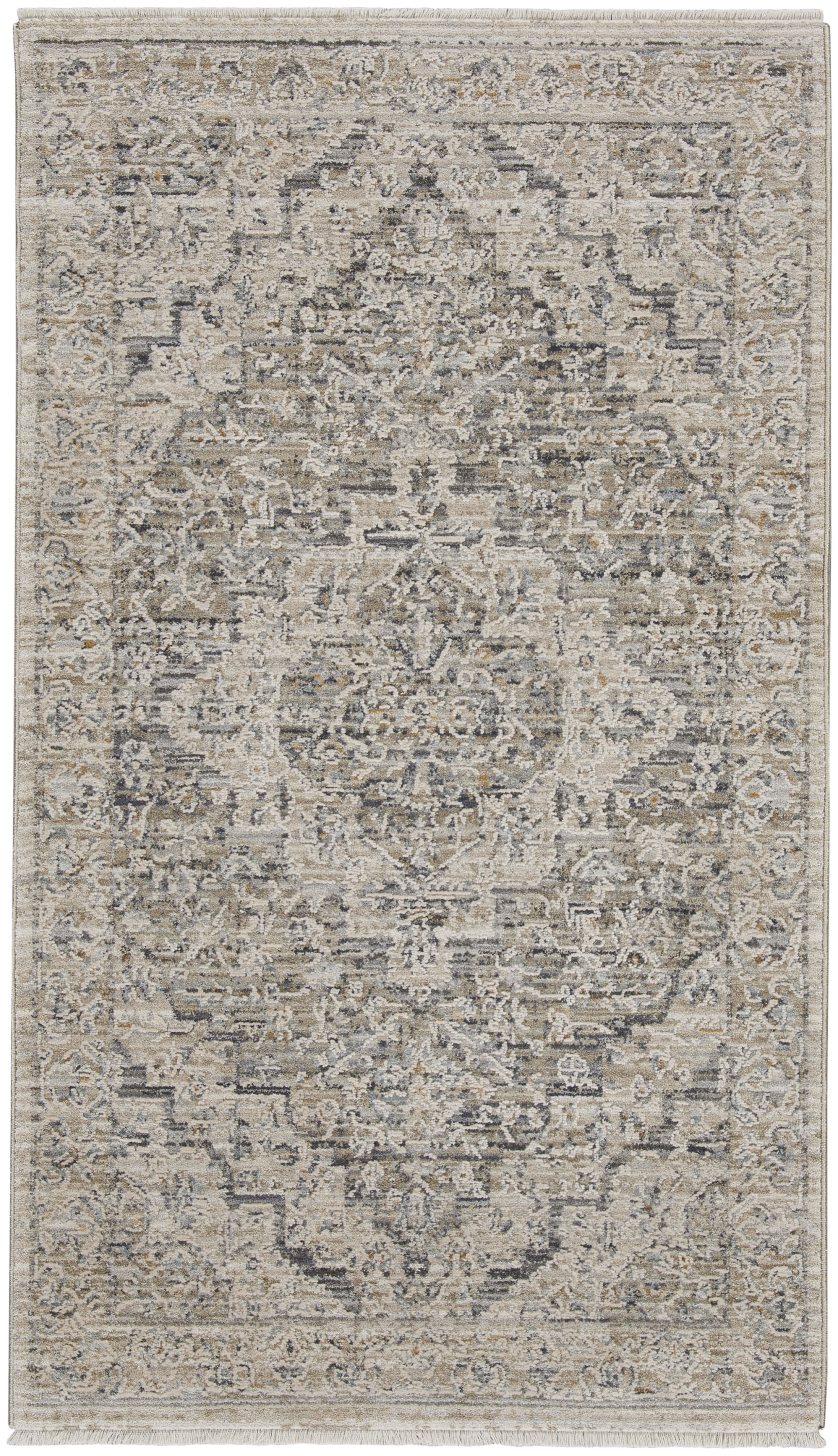 Nourison Lynx 2'6" x 4'6" Ivory Taupe Vintage Indoor Rug
