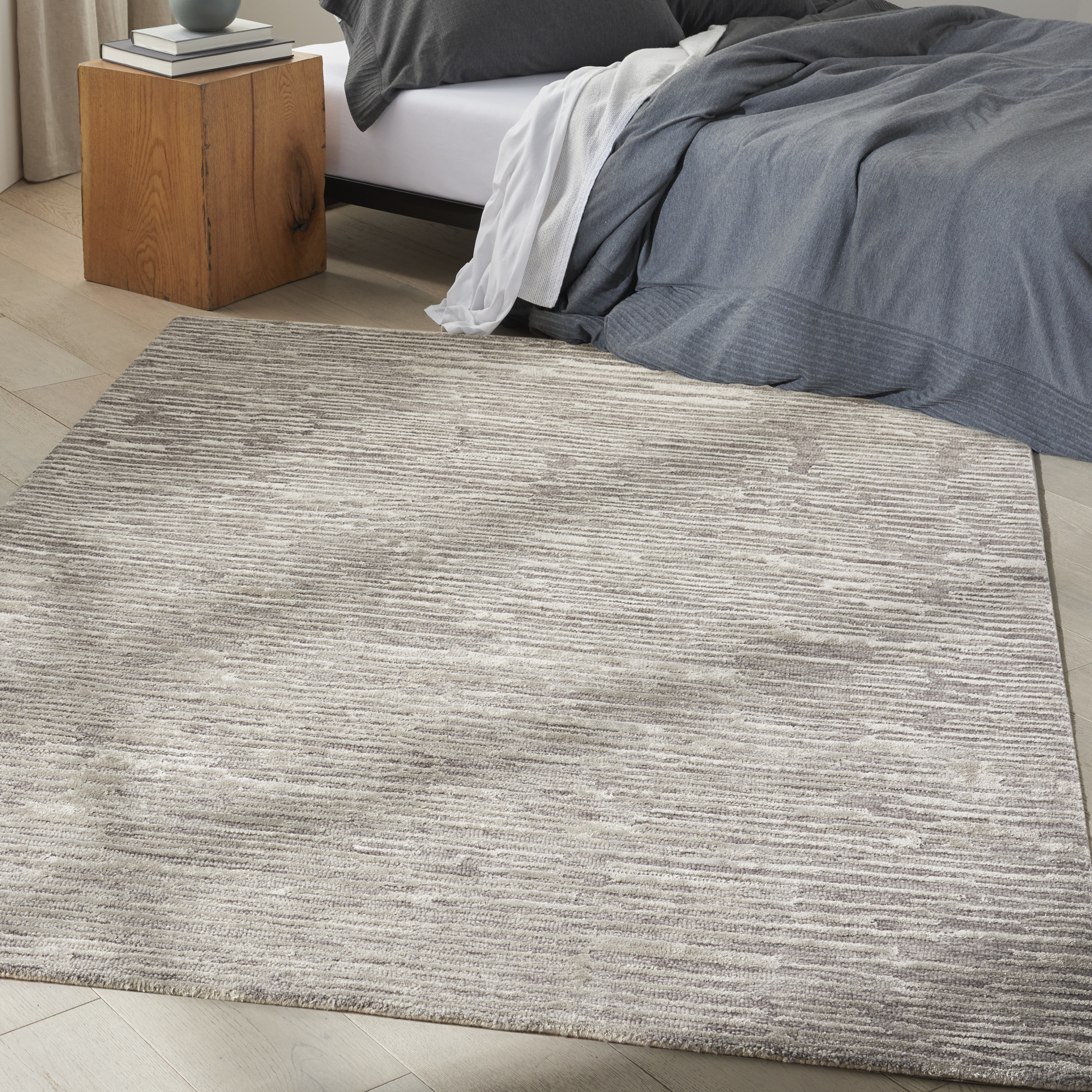 Calvin Klein CK010 Linear 5'3" x 7'3" Grey Modern Indoor Rug