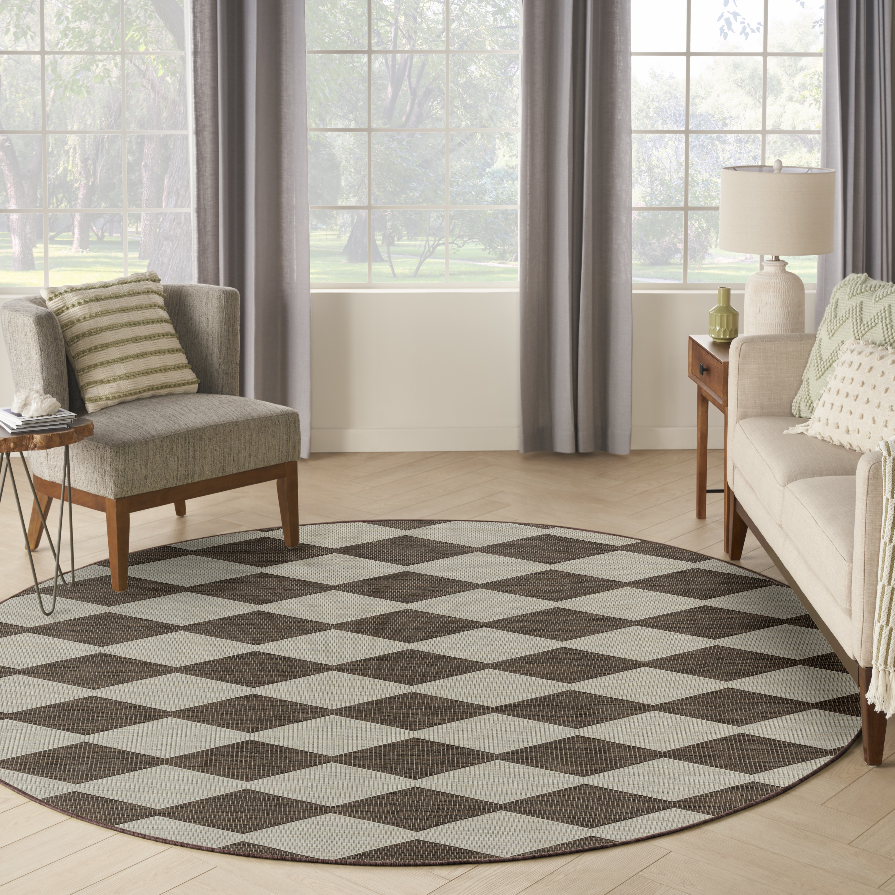 Nourison Positano 6' x Round Natural Modern Rug