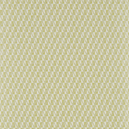 Woven textile with small pale-green and cream repeated triangular geometric pattern; tightly woven texture; laid flat and evenly lit in a close-up, neutral-background view.