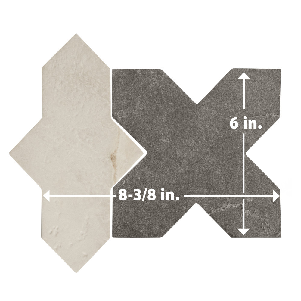 Istanbul Squire Shield Day with Night Cross 6 in. x 8-3/8 in. Porcelain Floor and Wall Tile