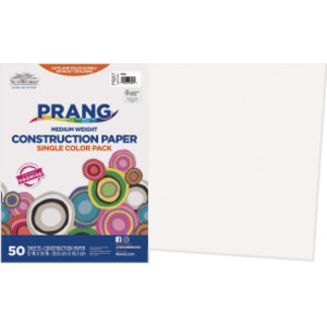 Construction Paper, Medium Weight, White, 12" x 18", 50 Sheets