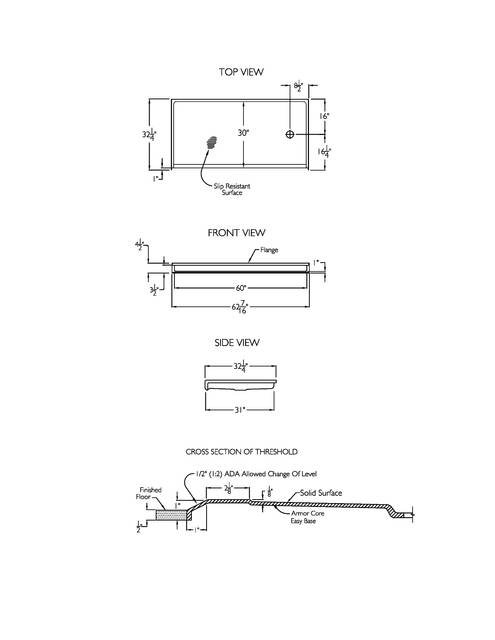 Technical Drawing — Cd Shower Base Tech Draw Ssb 6232bf Col L R
