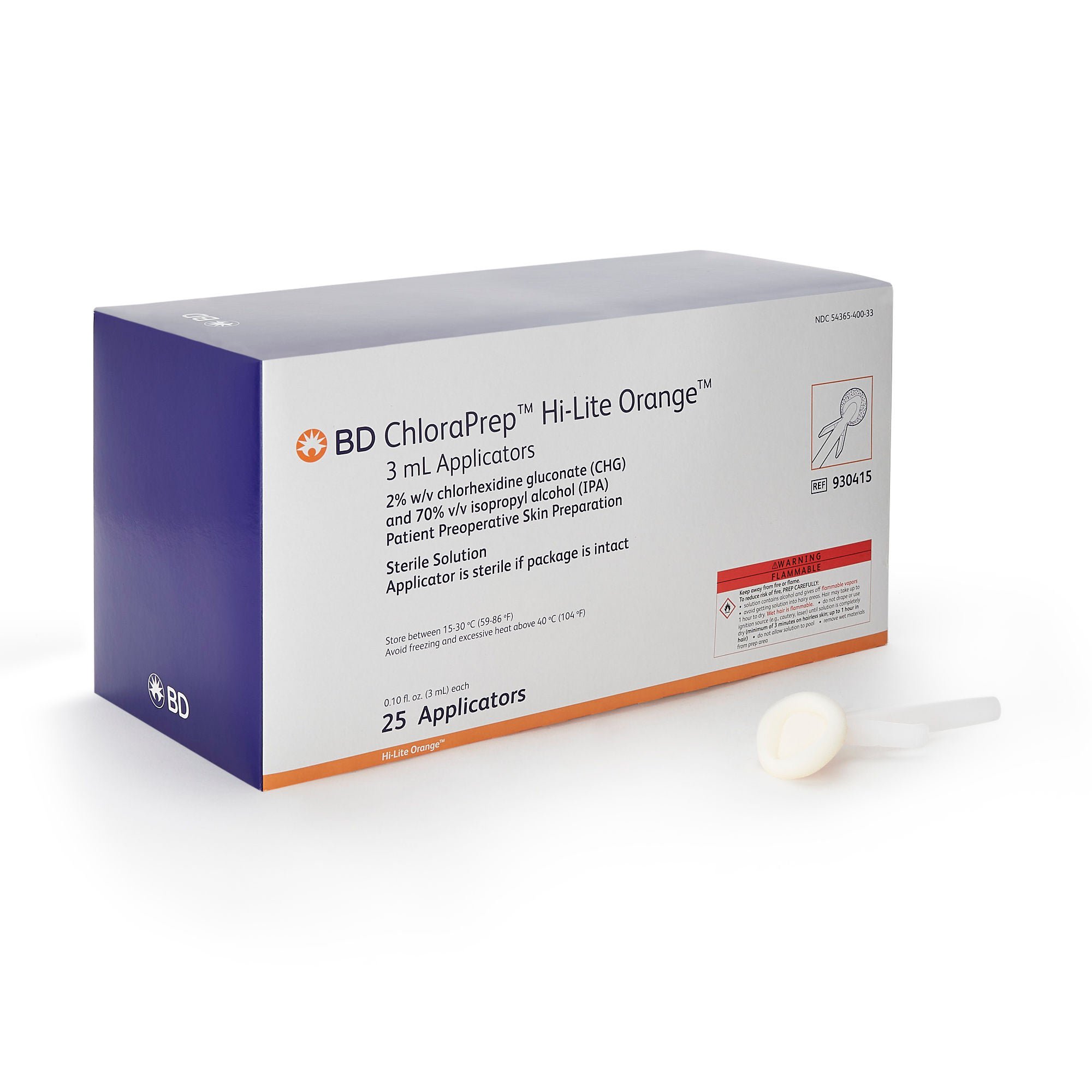 BD APPLICATOR, CHLORAPREP HI-LITENEW LABEL ORG 3ML (25/CT)